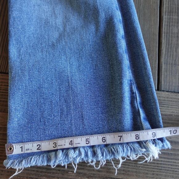 Guess Jeans Womens 28 Blue Wide Leg High Rise Raw Hem Crop Denim Frayed Stretch - Picture 8 of 10